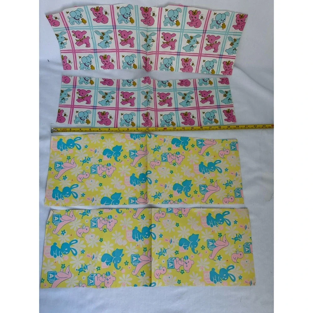 Vintage Wrapping Paper Gift Wrap Baby Shower Lot Babies Stork Bunnies